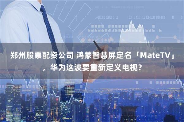 郑州股票配资公司 鸿蒙智慧屏定名「MateTV」，华为这波要重新定义电视？